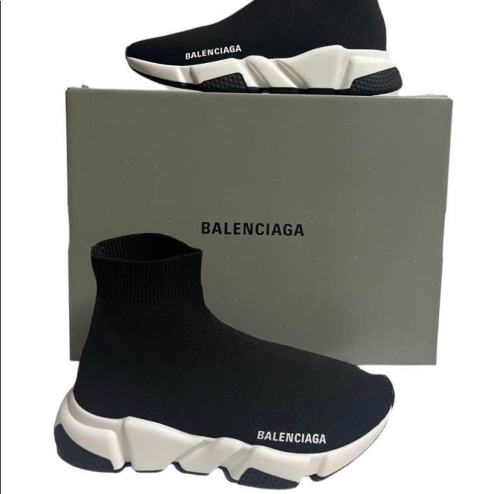 Balenciaga Speed Trainer Mid Black White Size 7